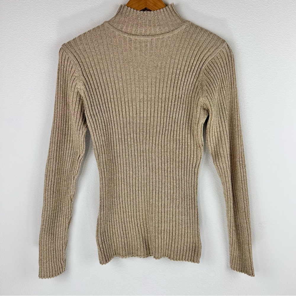 Vtg Basic Editions Women’s Mock Neck Ribbed Sweater Size S